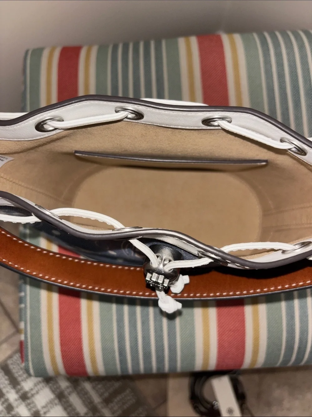 Tory Burch T Monogram Denim Bucket Bag